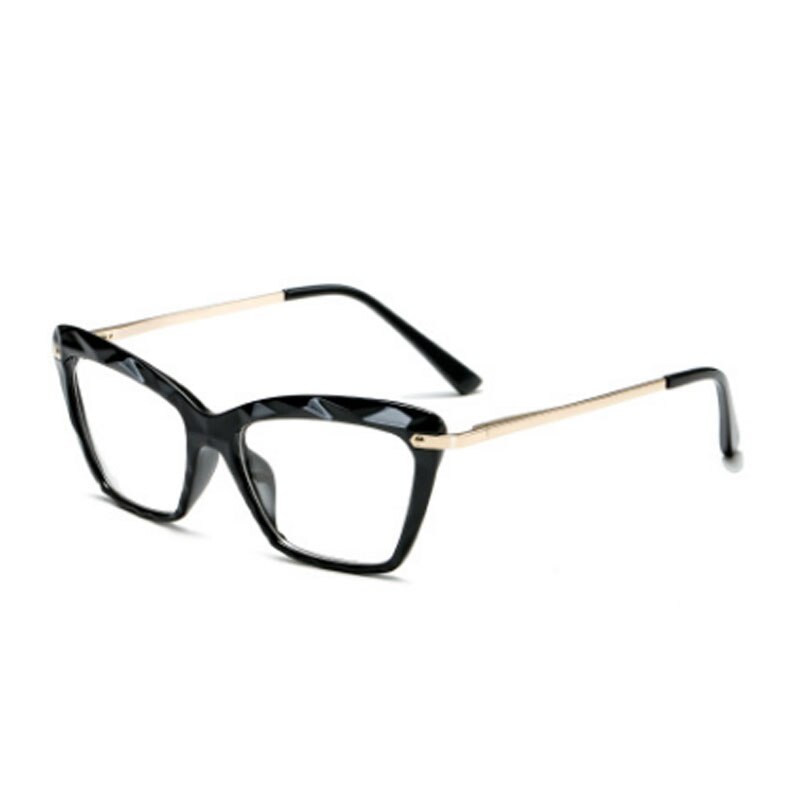 2020 firkantede cat eye overdimensionerede briller kvinder multi-sektion trending mærke optiske computerbriller oculos de sol okulary: Sort