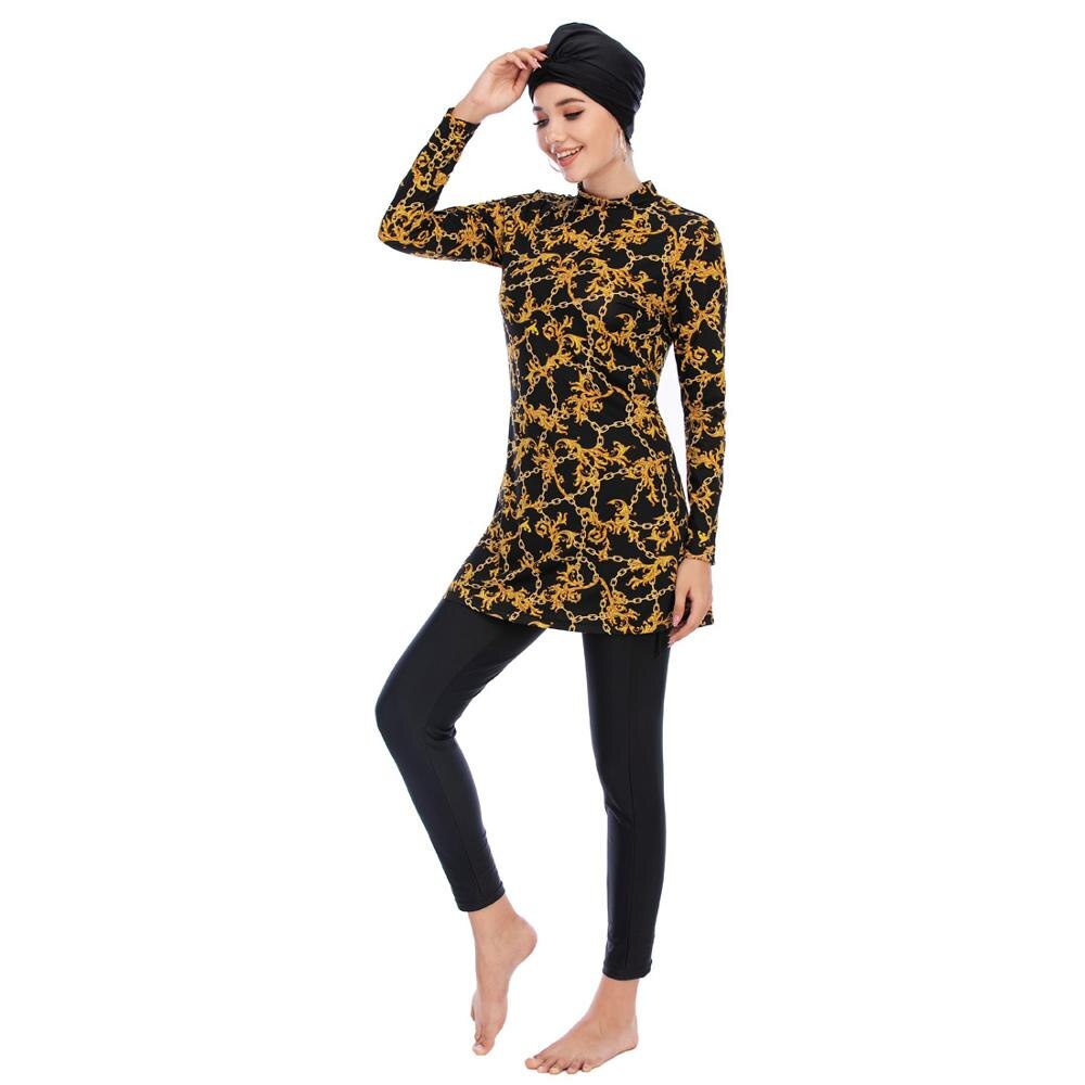 Muslim Burkini Printed High Elasticity Swimsuit Beach Suit for Women's Islamic Swim Costume Modest Swimwear Swimming Hijab