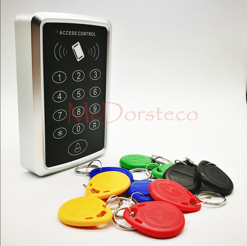 Standalone Access Controller with 10pcs EM keychains RFID Access Control Keypad digital panel Card Reader For Door Lock System: Mixed Keyfobs