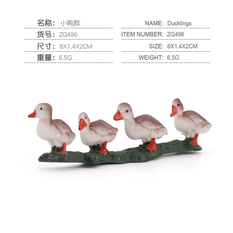 Mini Simulation Poultry Animal Model Swan Rooster Hen Farm Poultry Animal Model Plastic Figurines Farm Series Kids Toys: ZQ496