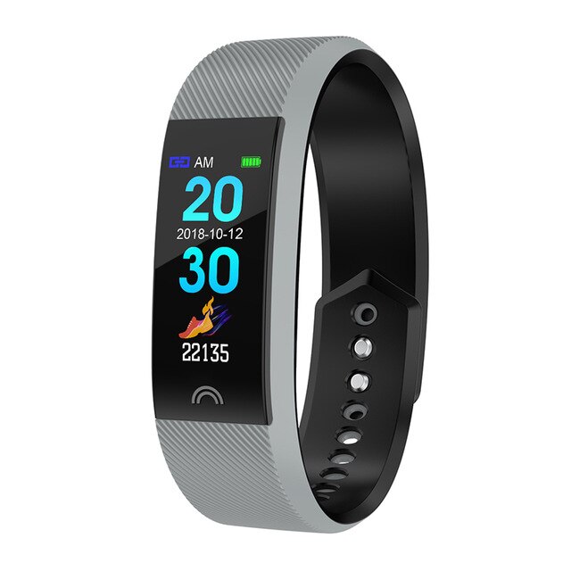 Ip68 waterdichte sporthorloges, stappenteller, bloeddrukmeter, zuurstofmeter, smartwatch, doos: Grijs
