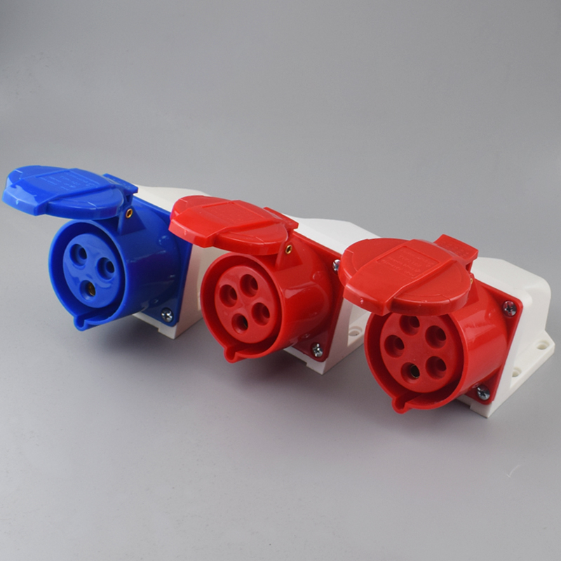 IP44 Industrial Plug and Socket Waterproof Connector 3PIN 4PIN 5PIN 16A/32A Waterproof Electrical Connection Wall Mount Socket