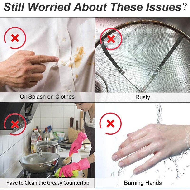 Grease Splatter Guard Splatter Screen for Frying Pan Stainless Steel Mesh Kitchen Oil Splash Protect Cover Iron Skillet Lid