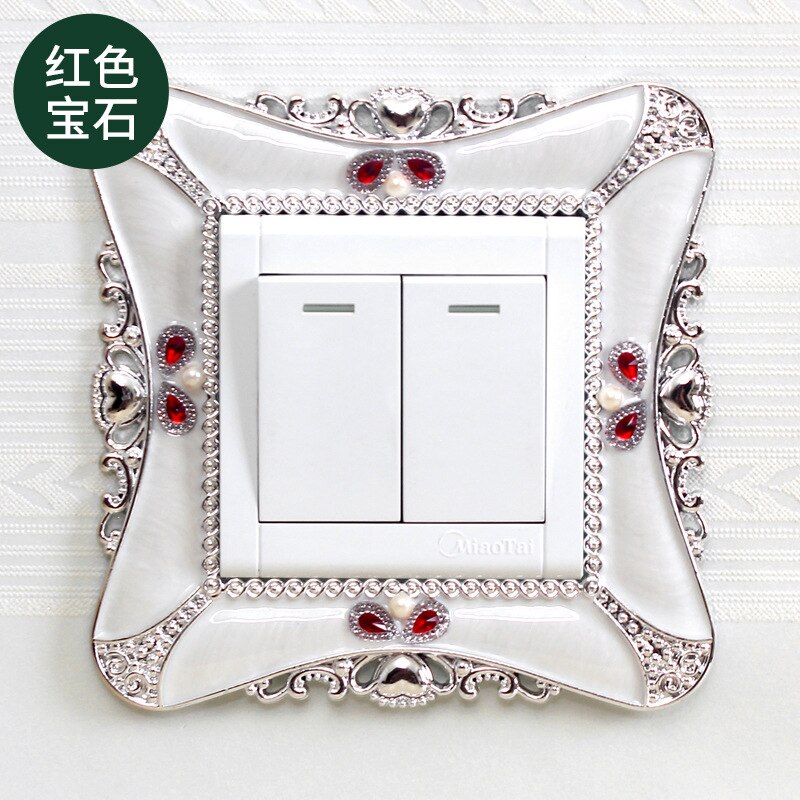 living room bedroom lamp wall socket protection decorative switch sticker wall sticker double switch cover decoration: Brown