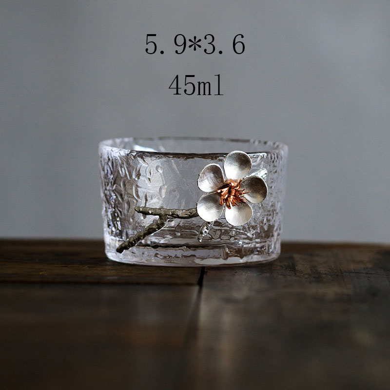 Japanse glazen theekopjes, proefkopjes met kersenbloesem, hoge temperatuur kungfu-theeservies, glaswerk voor thuis, wijnglas, drinkgerei: 8