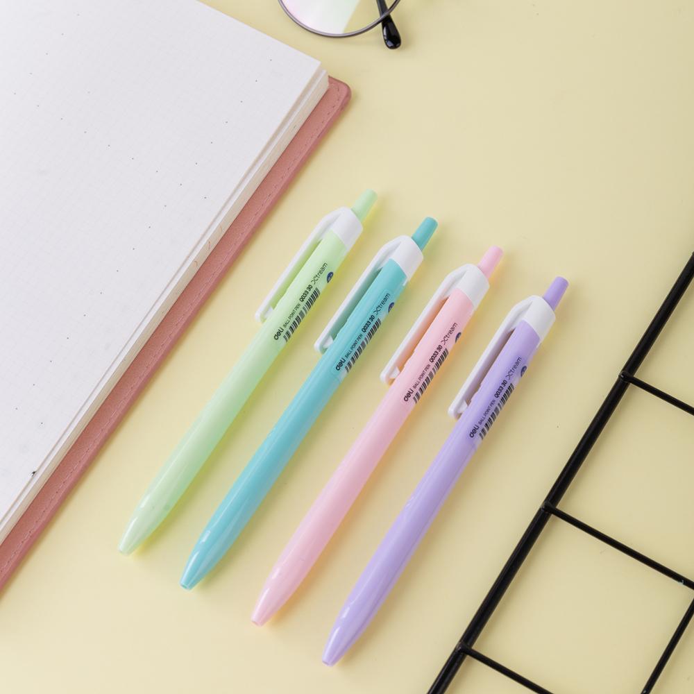 Deli kulepenn farge student kulepenn glatt skrift mini tip 0.7mm macaron  eq03330