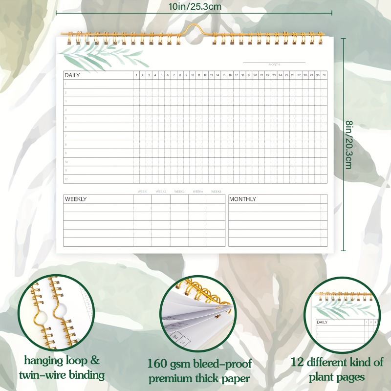 1pc Habit Tracker Calendar To Do List Planner Spiral Bound Daily Weekly And Monthly Habit Tracker Journal And Goal Board12 Pages