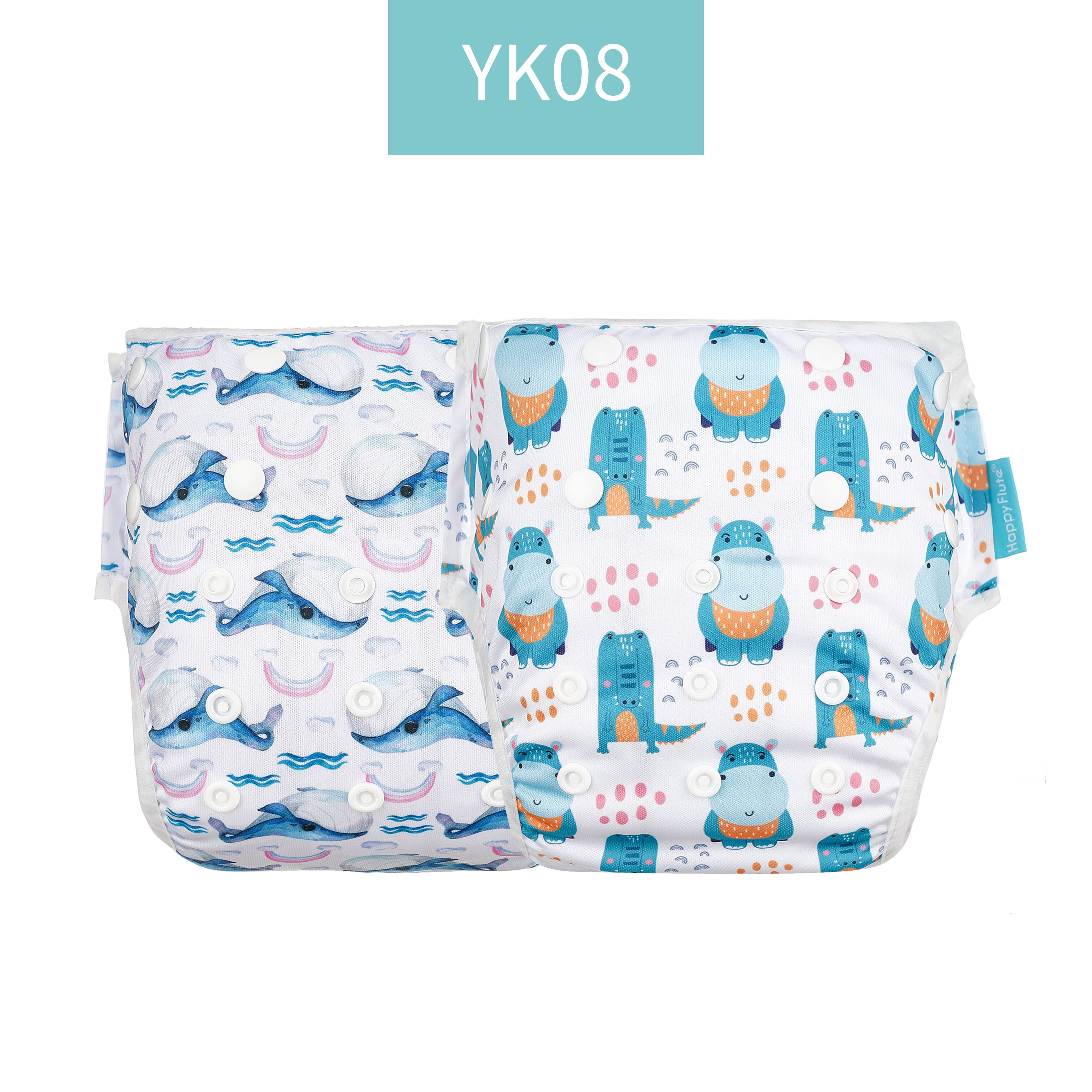 Happy Flute – couche-culotte ajustable en tissu réutilisable pour bébé, 2 pièces, housse lavable, pour l'été, pantalon de piscine: YK08