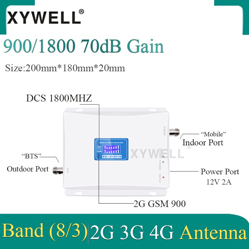 900 1800 Dual Band Cellular Signal Booster LTE 1800 GSM Signal Repeater GSM 900 Mobile Amplifier 2G 4G Cellular Amplifier