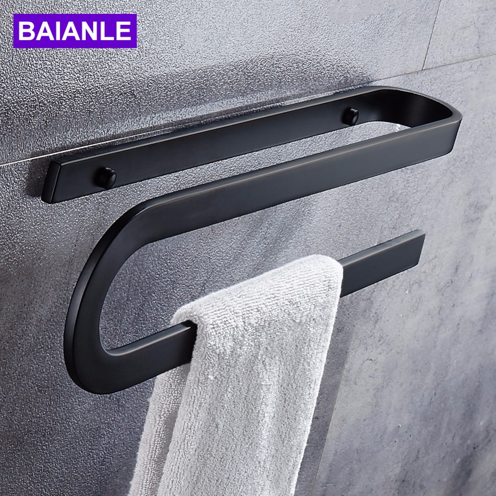 Barre porte-serviettes noir, ensembles d'accessoires de salle de bain, produits, barre porte-serviettes
