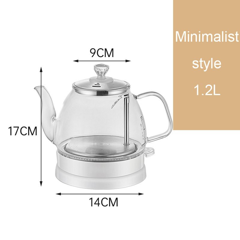1.2l mini vattenkokare glas snabbvärmande vattenkokande tekanna blått ljus värmare panna automatisk avstängning kokare kopp eu: Vit