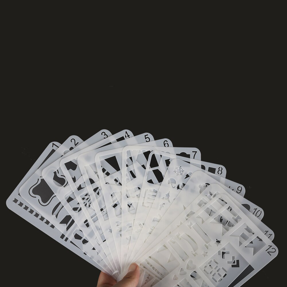 12 Malerei Vorlage DIY Schichtung Schablonen Malerei Sammelalbum Färbung Präge Album Dekorative Karte Vorlage