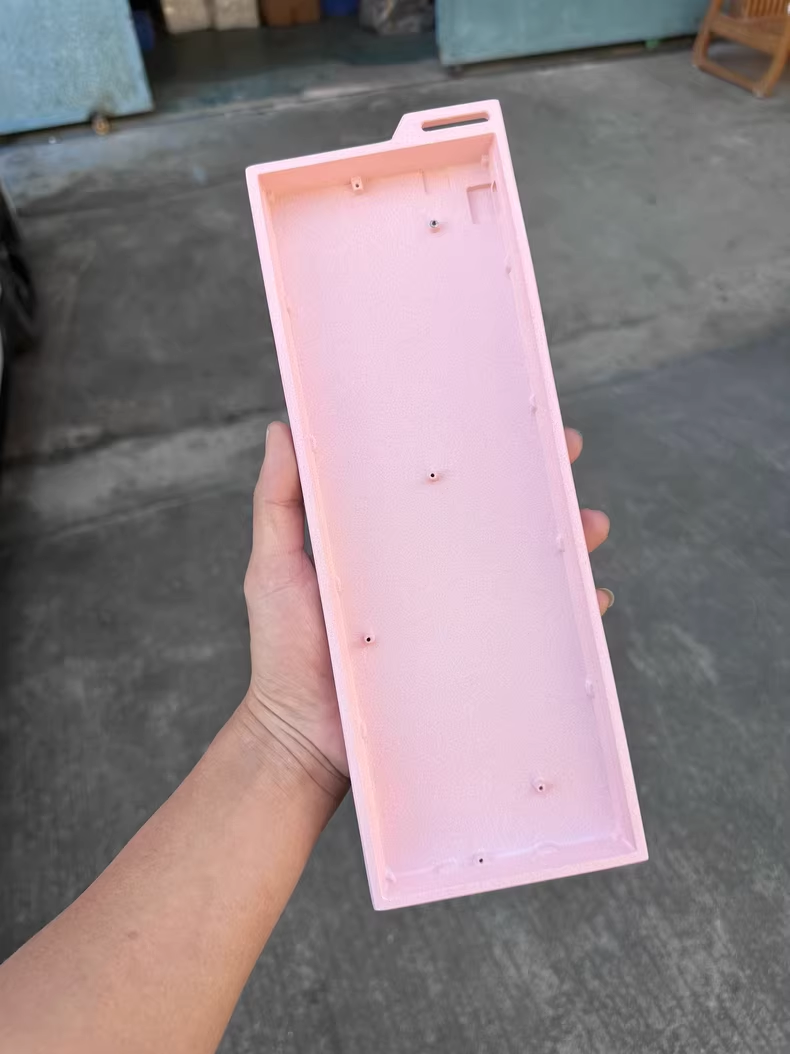 Funda para teclado de aleación de aluminio Gh60 Hm66, funda para teclado mecánico para juegos Cnc personalizado 60% para ordenador Wooting60he Mojo60 Xr60 Hm66: Rosa