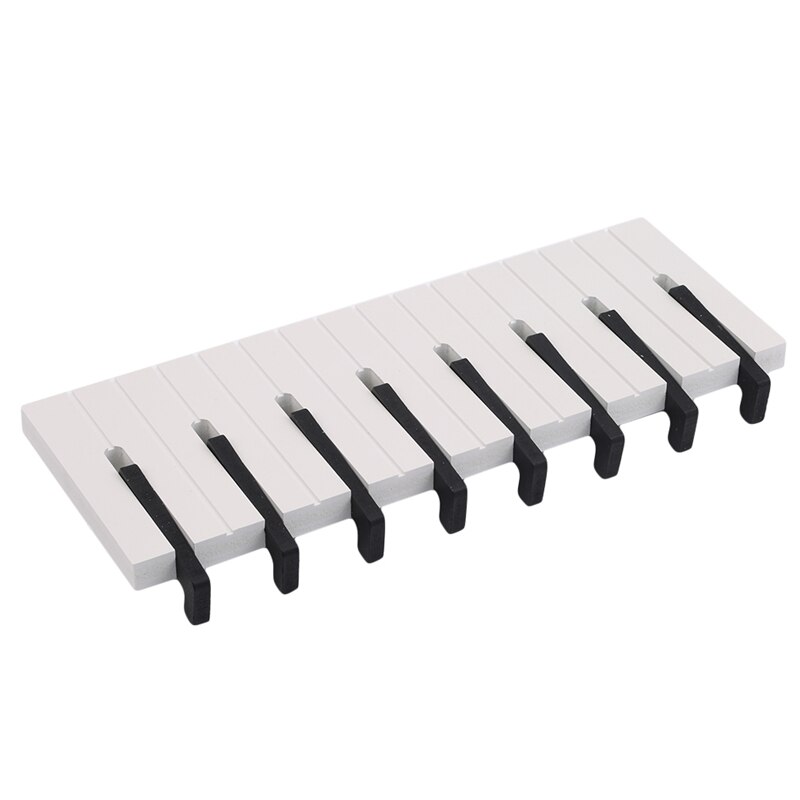 Perchero de madera Estilo de Piano para colgar en la pared, estante para decoración, colgador magnético, gancho de almacenamiento de anillo: Black 7 hooks
