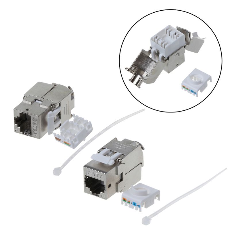 1Pc RJ45 Keystone Cat6 Cat6A Shielded FTP Zinc Alloy Module Keystone Jack Network Connector Adapter