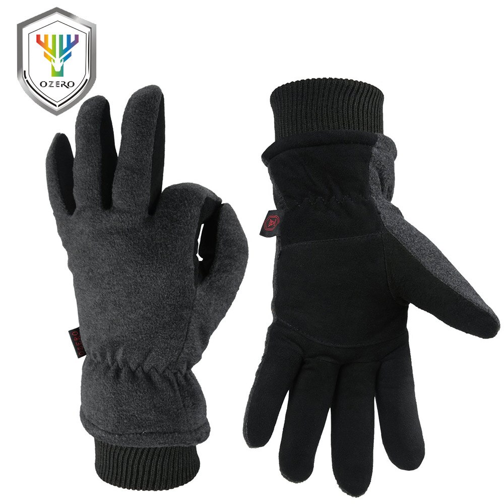 OZERO Deerskin leather Ski Skiing Gloves Winter Outdoor Sport Warm Windproof Warm Below Zero Cycling Gloves For Men Women 8008