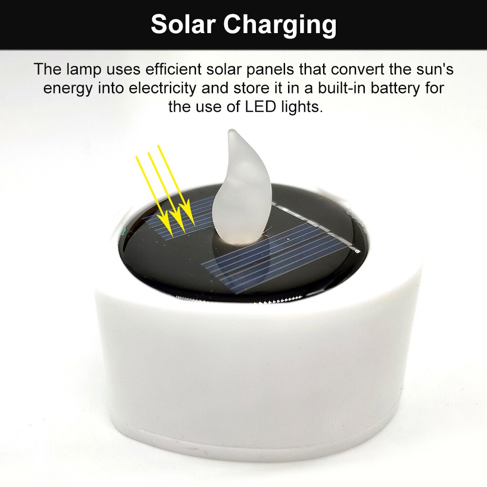 6 stuks woondecoratie zonne-theelichtjes op batterijen, elektrische led-kaarsen, bruiloft, feest, hartvormig, tuin, waterdicht, oplaadbaar