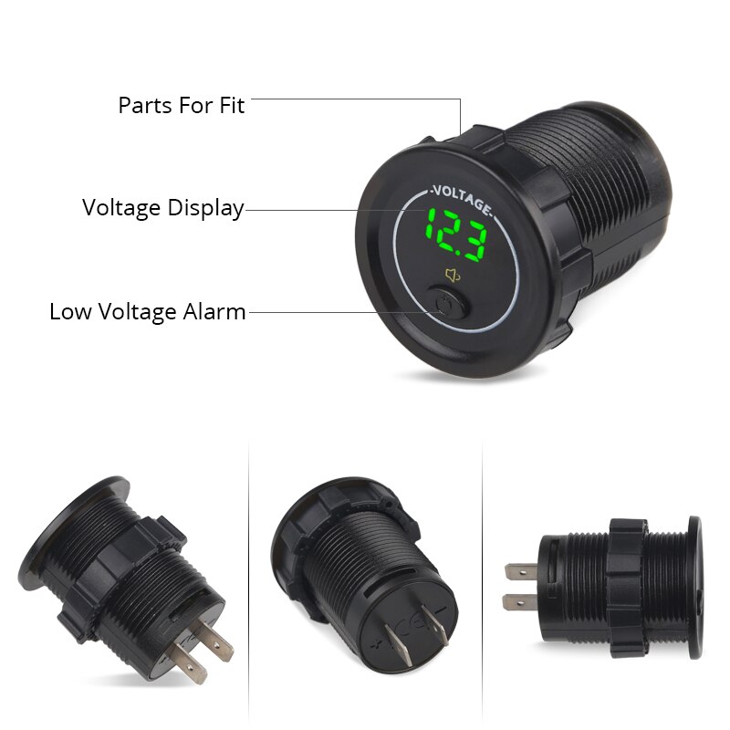 3 kolory 12-24V wyświetlacz doprowadziło samochodowy woltomierz napięcie z włącznikiem/wyłącznikiem alarm niskiego napięcia wodoodporny motocykl łódź woltomierz samochodowy