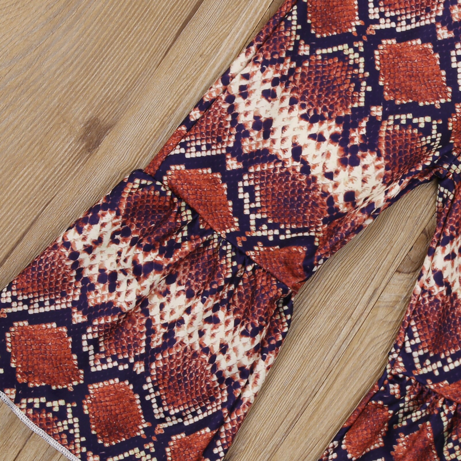 Kinder flare broek voor babymeisjes, kinder trompet ruches slangenpatroon luipaardprint broek voor peuters babykleding