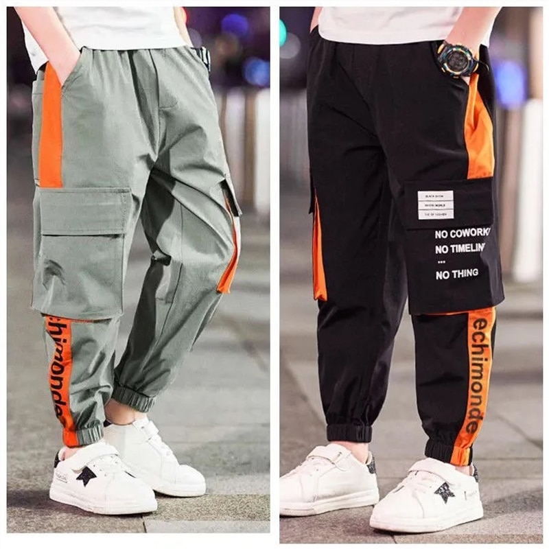 Everyin drenge bukser store drenge børne cargo bukser afslappede multi-pocket sportsbukser forår efterår teeage børn & #39 ;s lange bukser