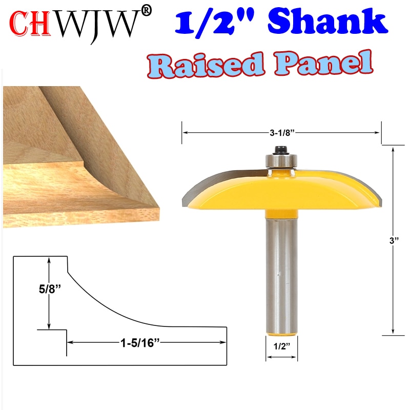 1pc 1/2&quot; Shank Raised Panel Router Bit - Cove Door - 3-1/8&quot; Diameter Woodworking cutter Tenon Cutter for Woodworking Tools