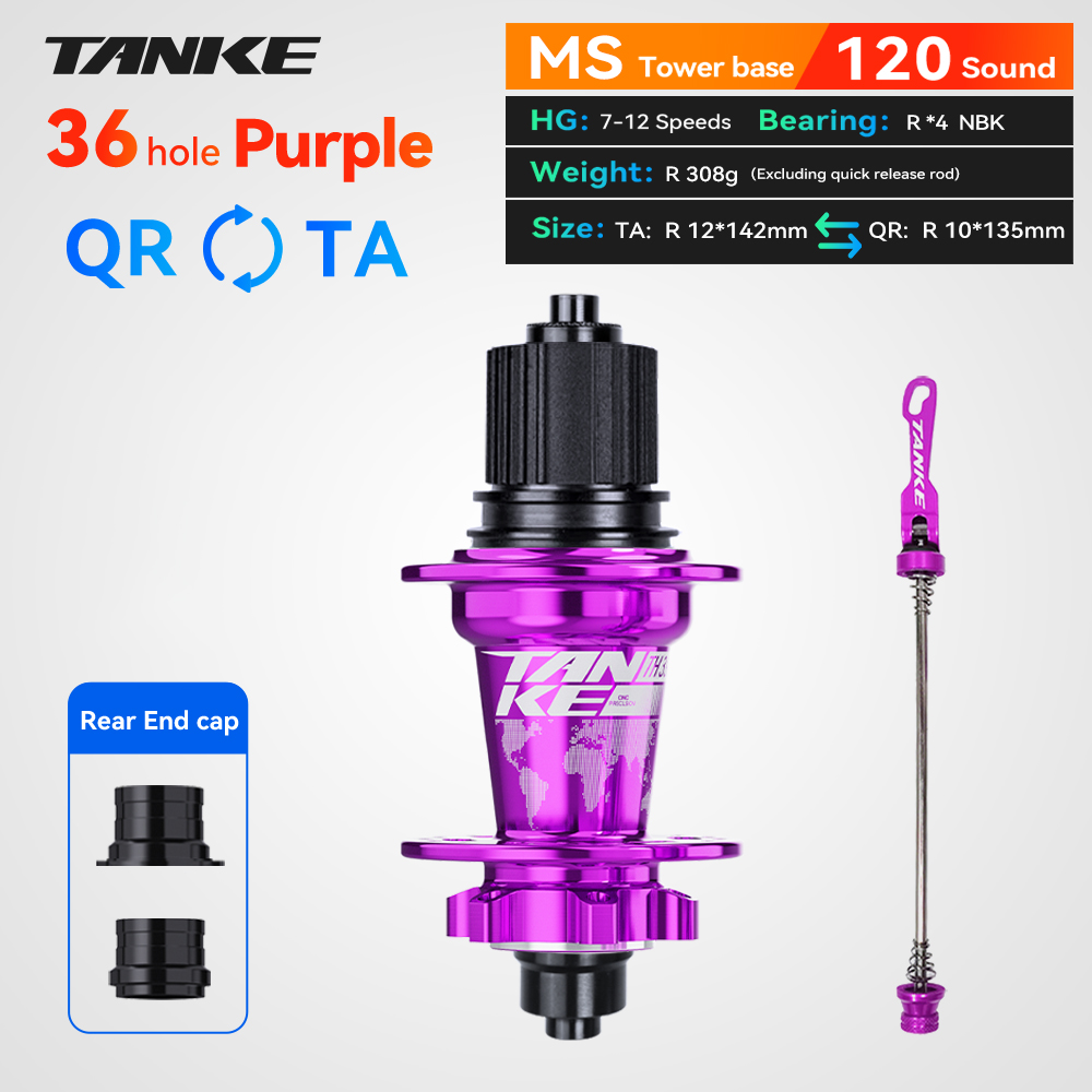 TANKE 120 Click Hub 6 Bearing MTB Hub Front Rear 28 32 36 Holes Disc Brake Mountain Bicycle Hubs 7 8 9 10 11 12 Speed Bike parts: plum