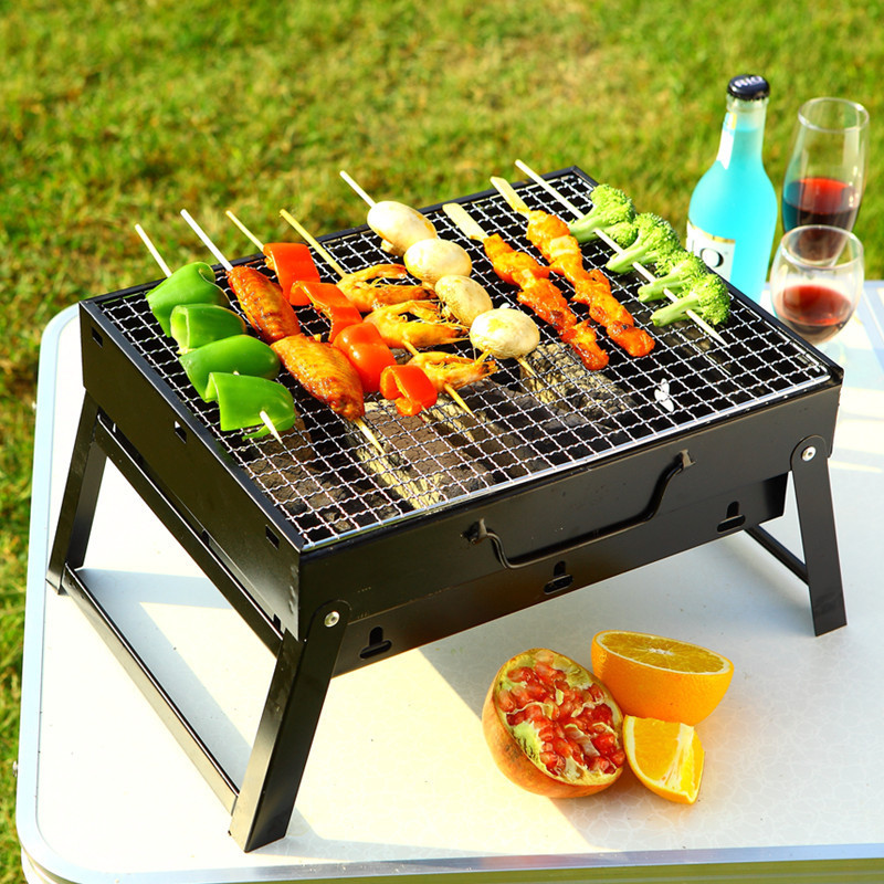 Portable barbecue grill camping outdoor barbecue grill folding stainless steel charcoal grill stove household barbecue oven BBQ