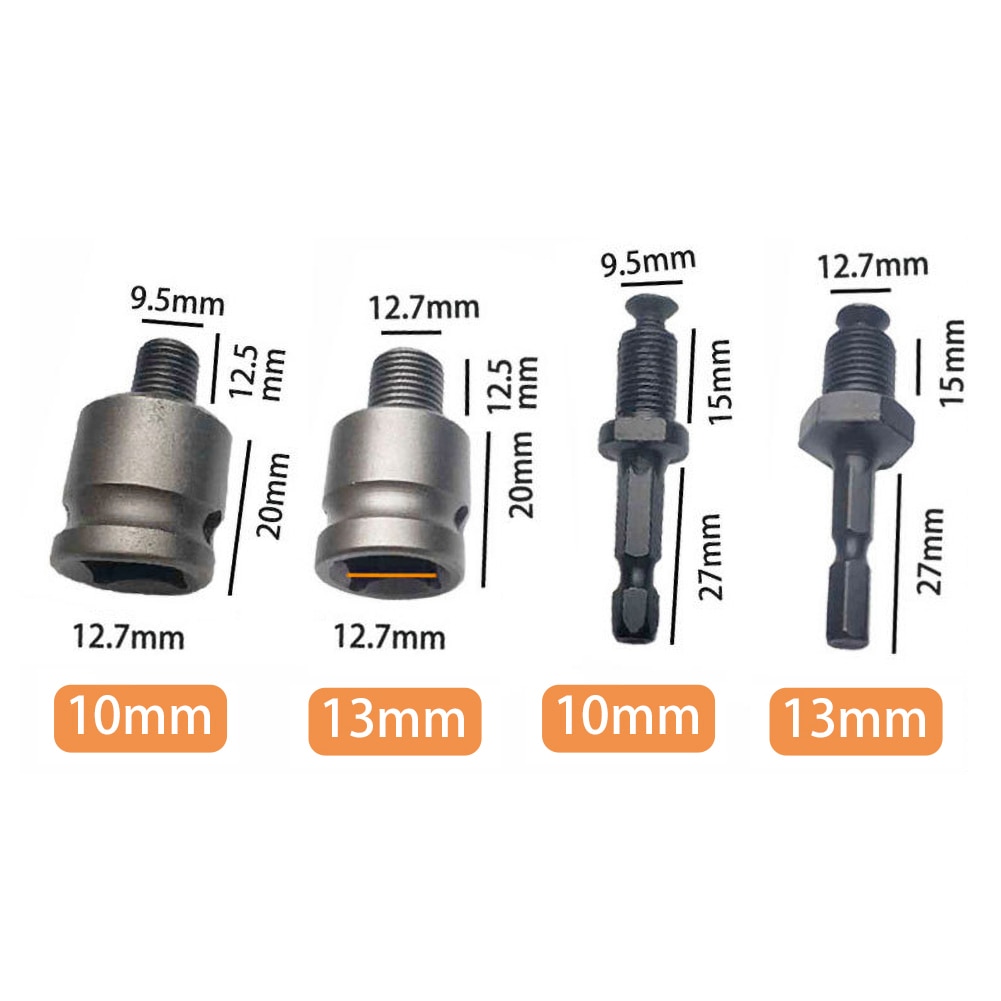 4 Stuks 10/13Mm Boorkop Adapter Converter Keyless As Chuck Klem 0.8-10Mm/2-13Mm Boorkop Set Met Schacht Boorkop