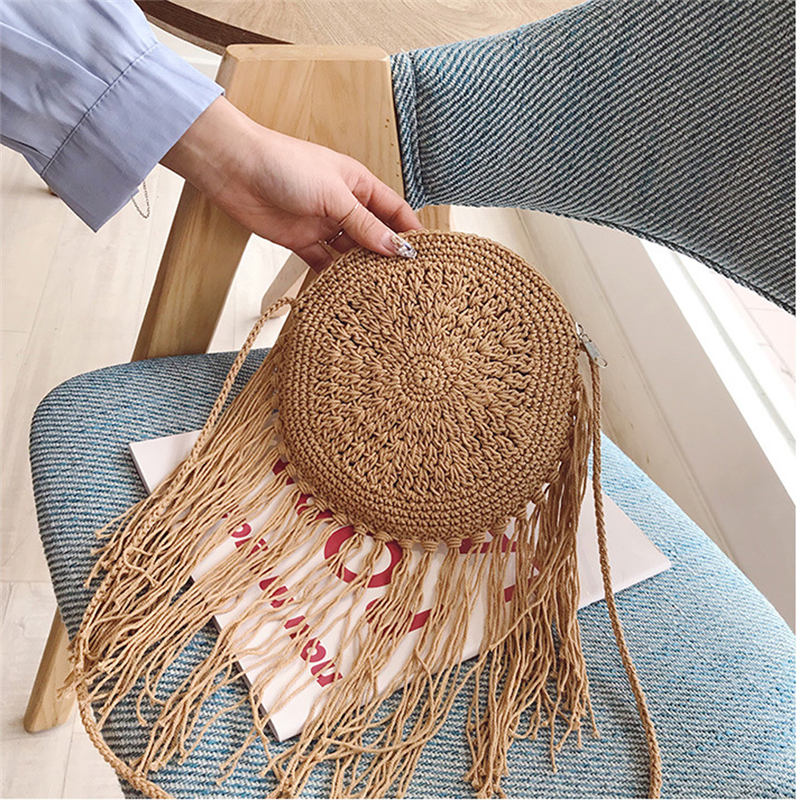 Sommer halm vevd bag casual boho messenger skulder dusk bag håndveske crossbody bag: A2