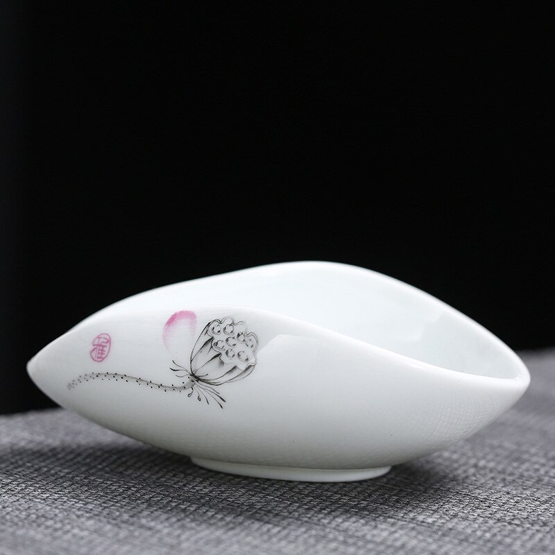 White ceramic Tea spoon Beautiful Traditional underglaze blue Tea Set Scoop ceramic bule and lotus leaf tea spoon: d