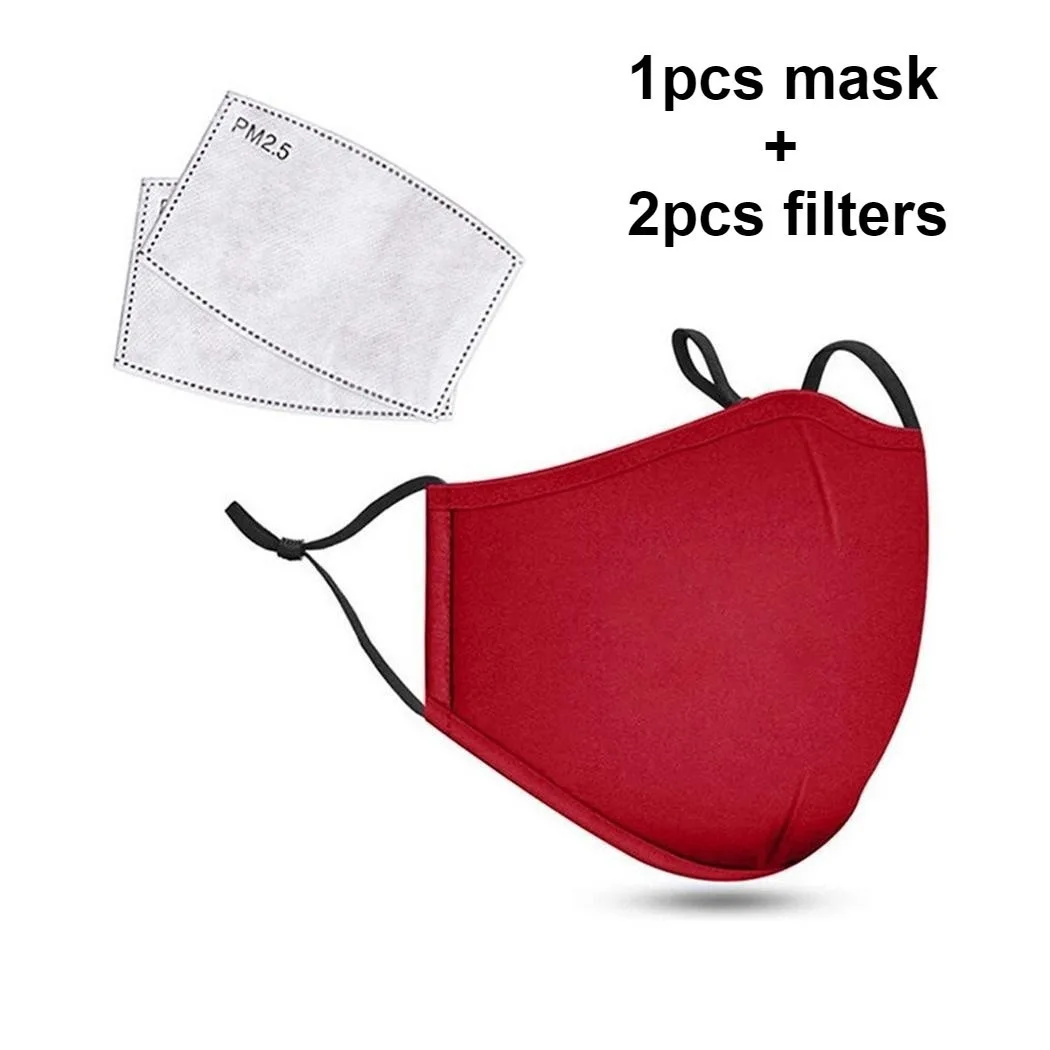 Baumwolle schwarz Maske Mund Gesicht Anti Staub pm2.5 Aktivkohle filter Stoff masken wasch bar wieder verwendbar: Rot