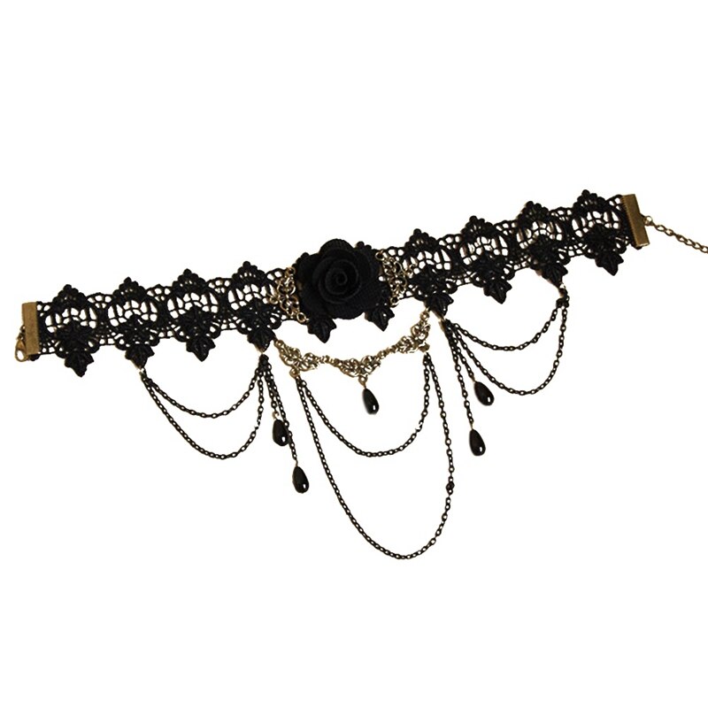 Holle zwarte kanten ketting bloemencirkel kettingen festival feestjurk bal punk rock choker vrouwen nek sieraden