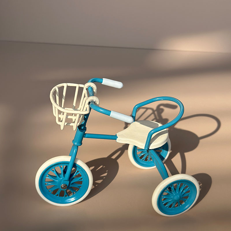 Miniature Iron Tricycle — Realistic Outdoor Bicycle, BJD/OB11 Accessory, Christmas, Thanksgiving, Graduation , Home Decor: Blue