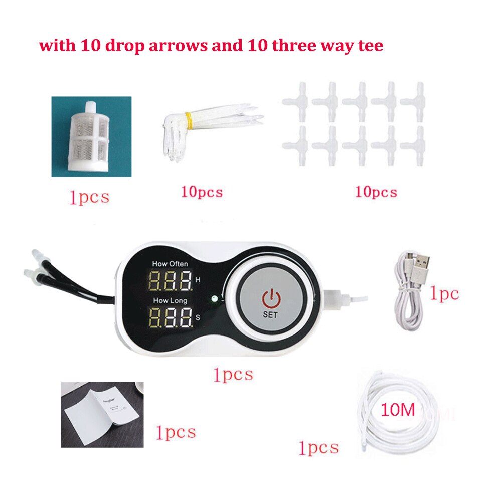 Automatische Bloem Sproeisysteem Apparaat Monddouche Watering Planter Systeem Sproeier Tuin Timing Kwantitatieve Irrigatie Water Sproeier: 10 drop arrows 10 te