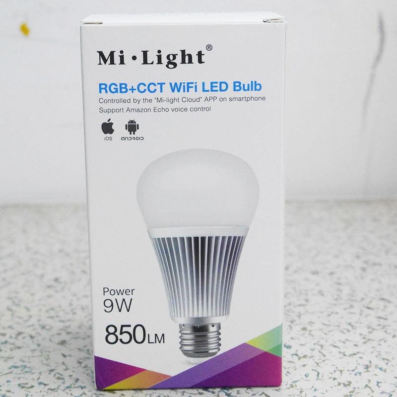 Yb1 milight wifi 9w rgb + cct led pære dæmpbar 2.4g trådløs led lampe 2700k-6500k 2 in 1 smart led lys  ac100v-240v