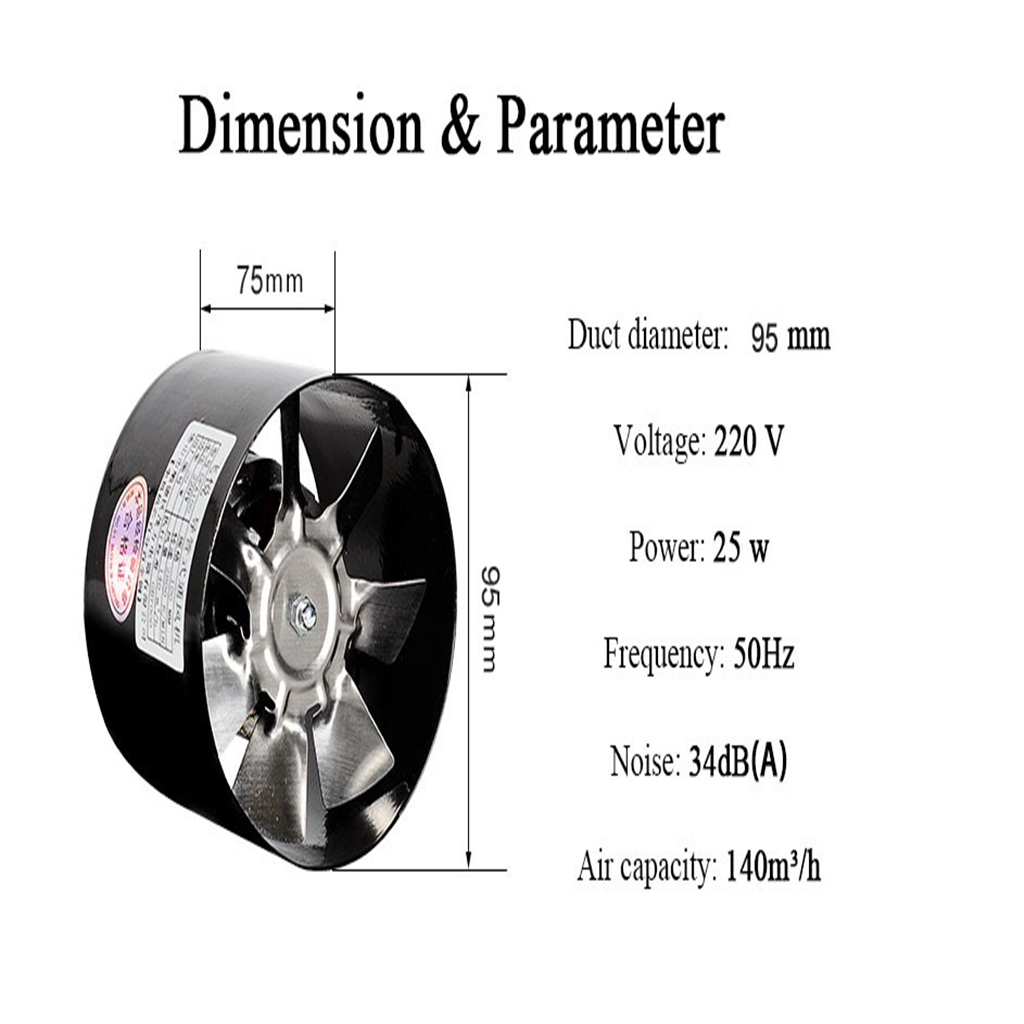 220V 4'' 25W Exhaust Blower Silent Wall Extractor Ventilation Fan Window Bathroom Kitchen Toilet Cooling Vents Ventilator Fan
