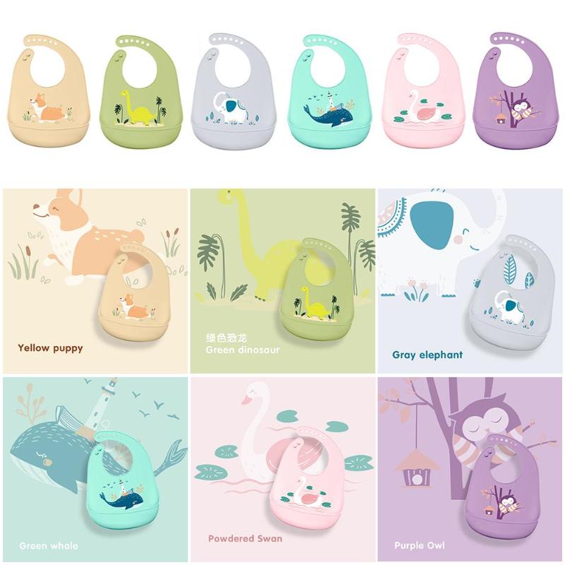 Cartoon Animal Soft Silicone Kids Bibs Waterproof Newborn Baby Feeding Adjustable Apron Saliva Bandana baby Accessories