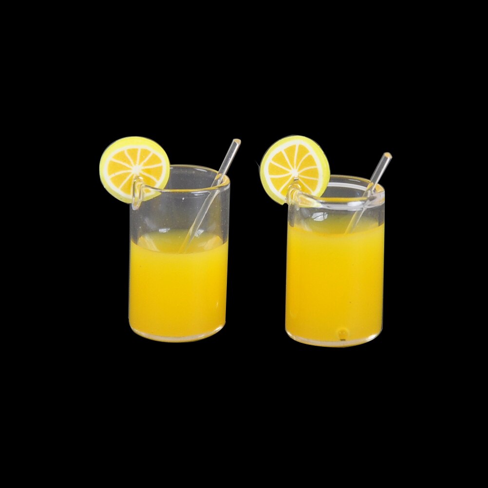 1:12 Dollhouse Resin Mini Lemon Water Cup/Orange Juice/Coffee/Tea Drink Cup Miniature Dollhouse Accessories Cups Toy