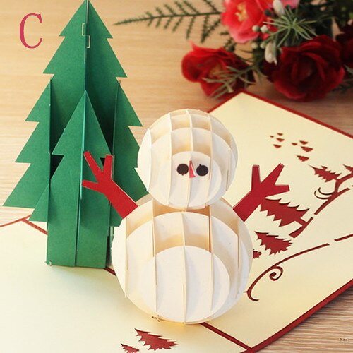 3D Frohe Weihnachten Baum Papier Grußkarten Für Weihnachten Freunde Einladung freundlicher: C