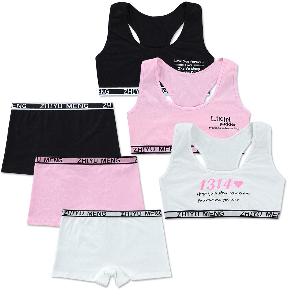 Teen Bra And Panties Sets 8-14Y Teenage Clothes Sets Teenager Sport Underwear Training Bra For Girls