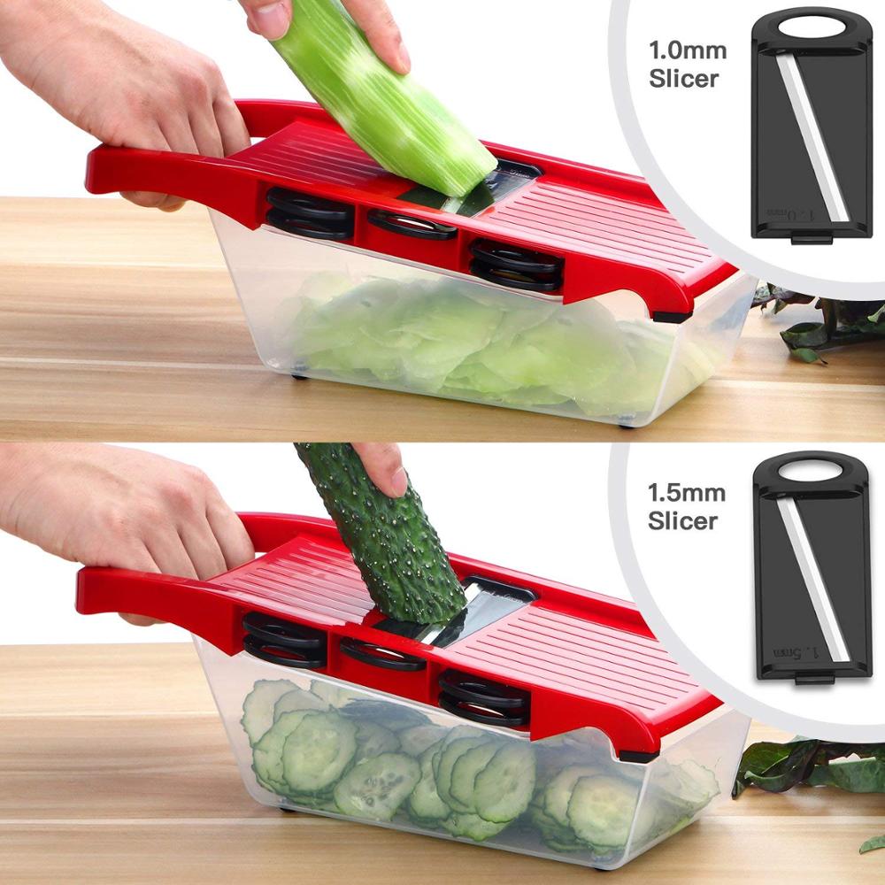Mandoline slicer vegetal slicer 6 em 1 multi-função cortador de alimentos ralador chopper frutas e queijo 5 lâminas e suporte