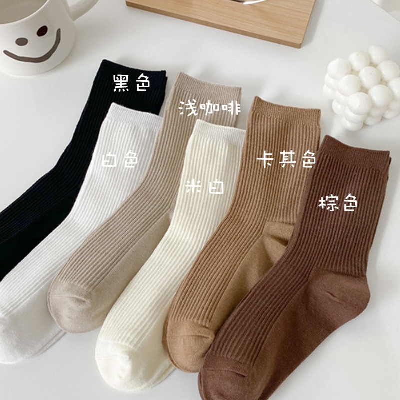 Effen Kleur Sokken Mid Tube Gebreide Japanse Koreaanse Losse Lange Kousen Meisje Ins Retro Zachte Mode Trend Lente Herfst Sokken