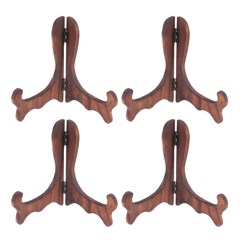 4PCS Wooden Display Stand Foldable Decorative Display Holder Display Stand Wood Easel for Plate Tea Cake Dish: As Shown 3