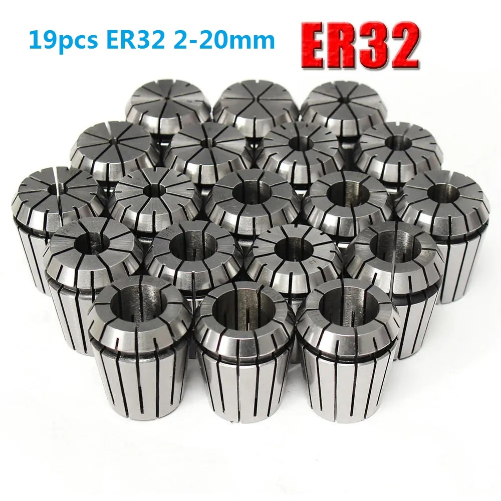 19pcs ER32 2-20mm Spring Collet Collet Chuck Set for CNC Milling Lathe Tool