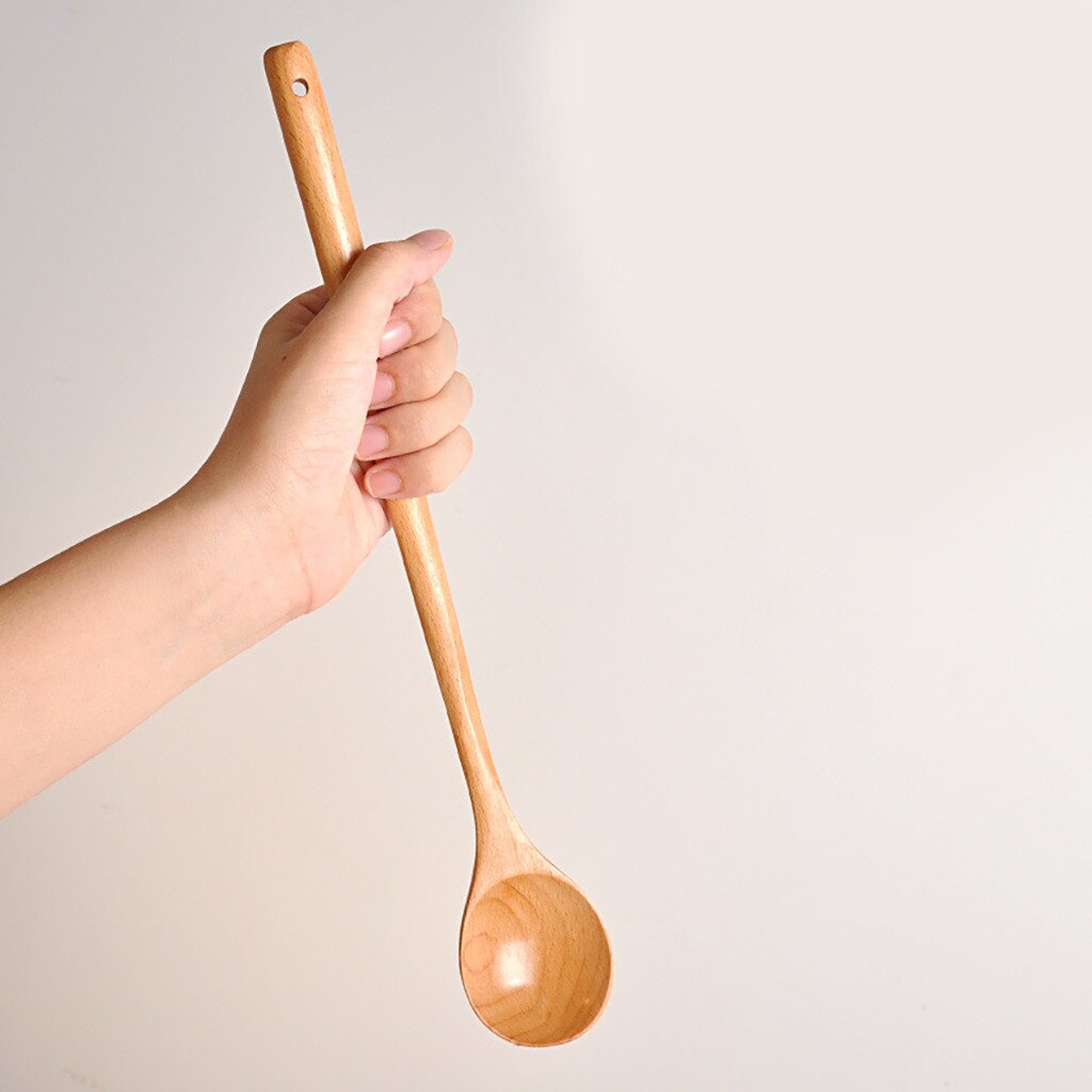 Wooden Stirring Spoon Beech Fruit Enzyme Bucket Kitchenware Extended Spoon Cooking Catering Scoop Cook Tools Mini Small Supplies