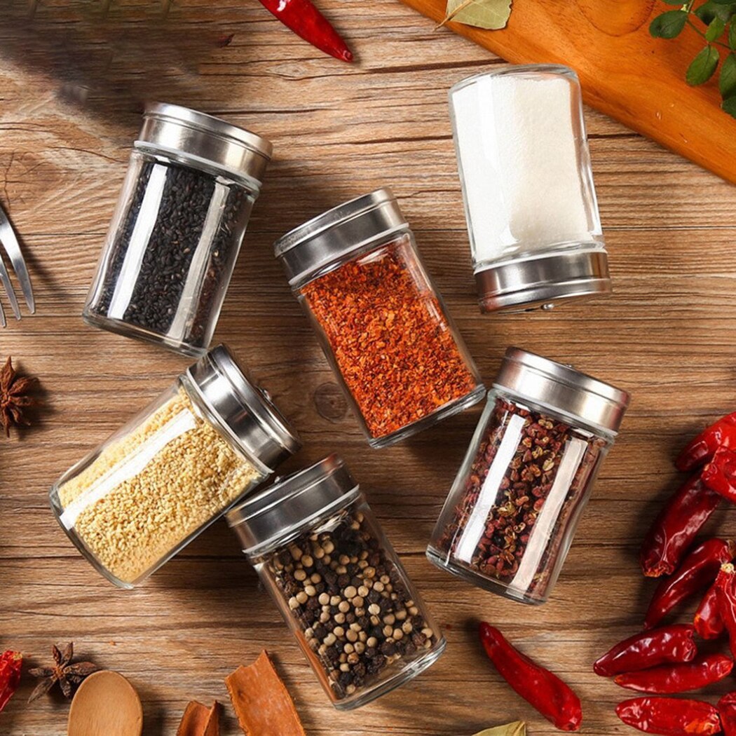 3pcs Rotatable Adjustable Spice Jar Salt and Pepper Shakers Spice Container Seasoning Shaker Kitchen Gadgets