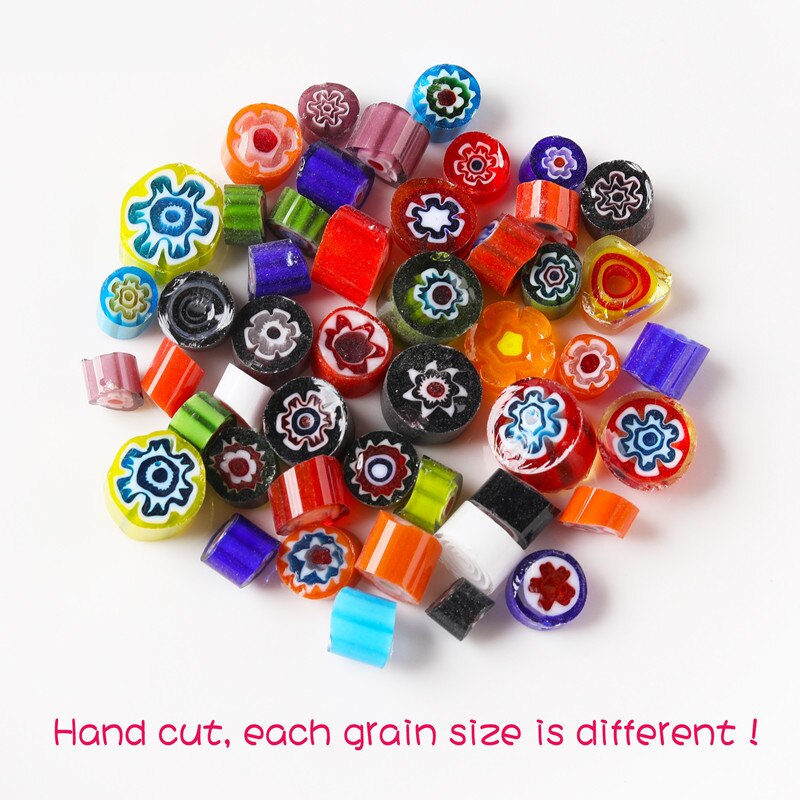 400g/14.11oz Colorful Millefiori Glass Beads Mosaic Tiles Thousand Flower Beads Cylinder Shape DIY Hobbies and Crafts Materials