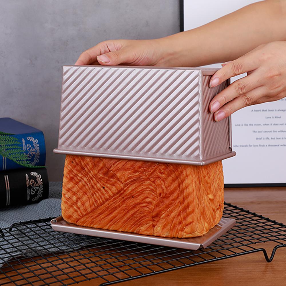 Pullman Loaf Pan Bread Toast Mold with Lid Non-Stick Bakeware Bread Toast Mold Aluminum Alloy Corrugated