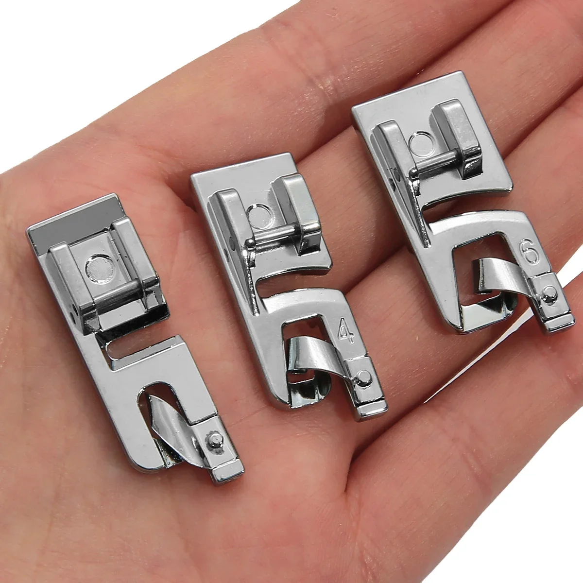 Accesorios de costura para máquina de coser, dobladillo enrollado estrecho, juego de prensatelas, herramientas de costura para el hogar, aro de bordado, 1/3 Uds., 3mm/4mm/6mm