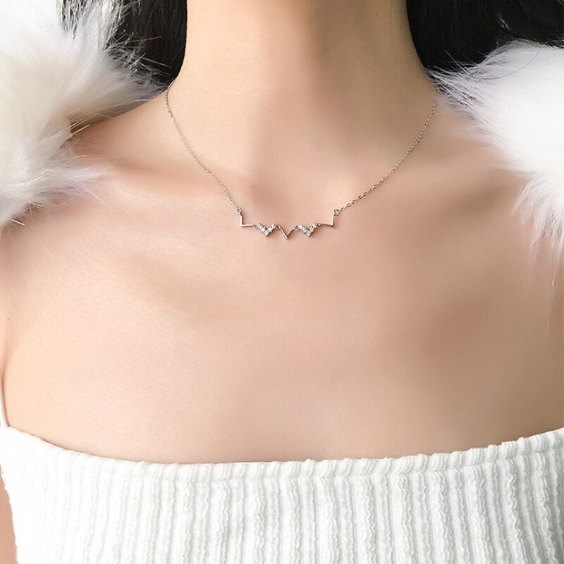 Korean Wave Pendant Temperament Simple Student 925 Sterling Silver Clavicle Chain Personality Female Necklace SNE331: N